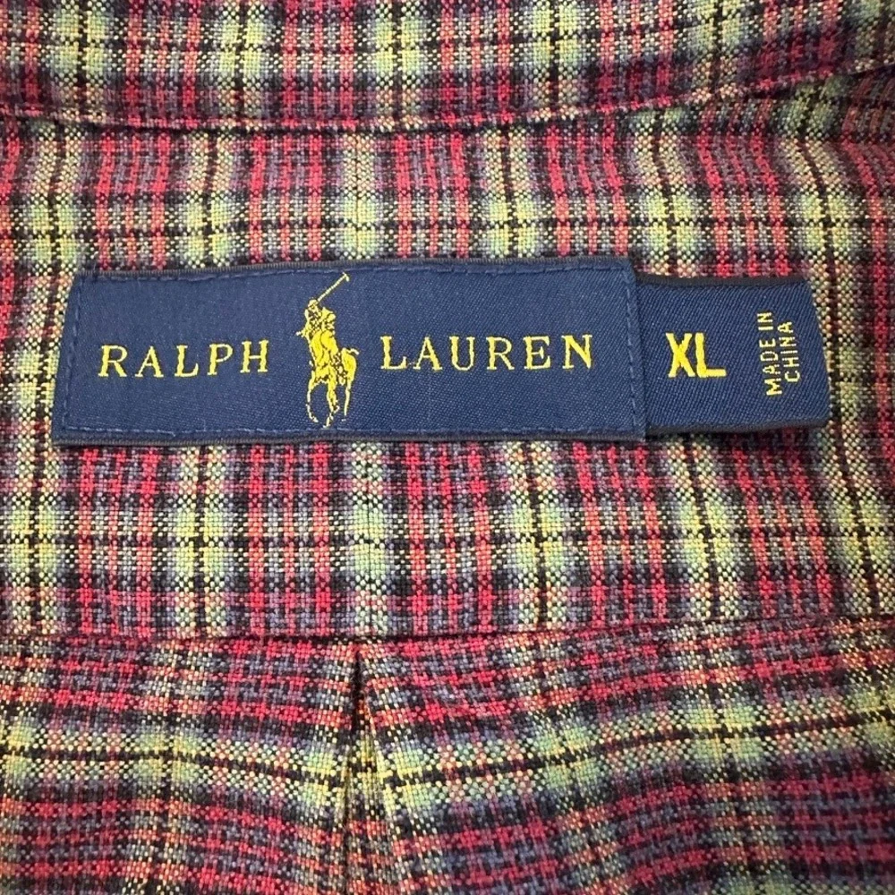 Ralph Lauren Mens Plaid Cotton Button‎ Down XL Burgundy Green Pony Preppy Ivy